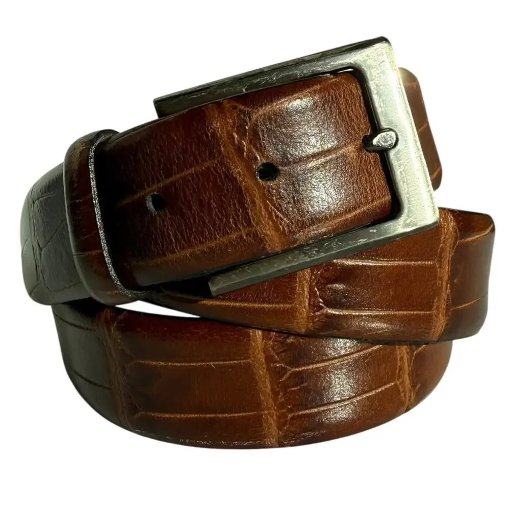 Made in Italy Genuine Leather Brown Belt Men’s Size 42